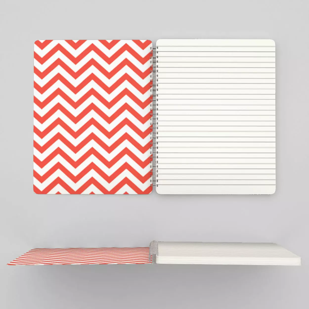 Stripped spiral notebook - open 3D model_0