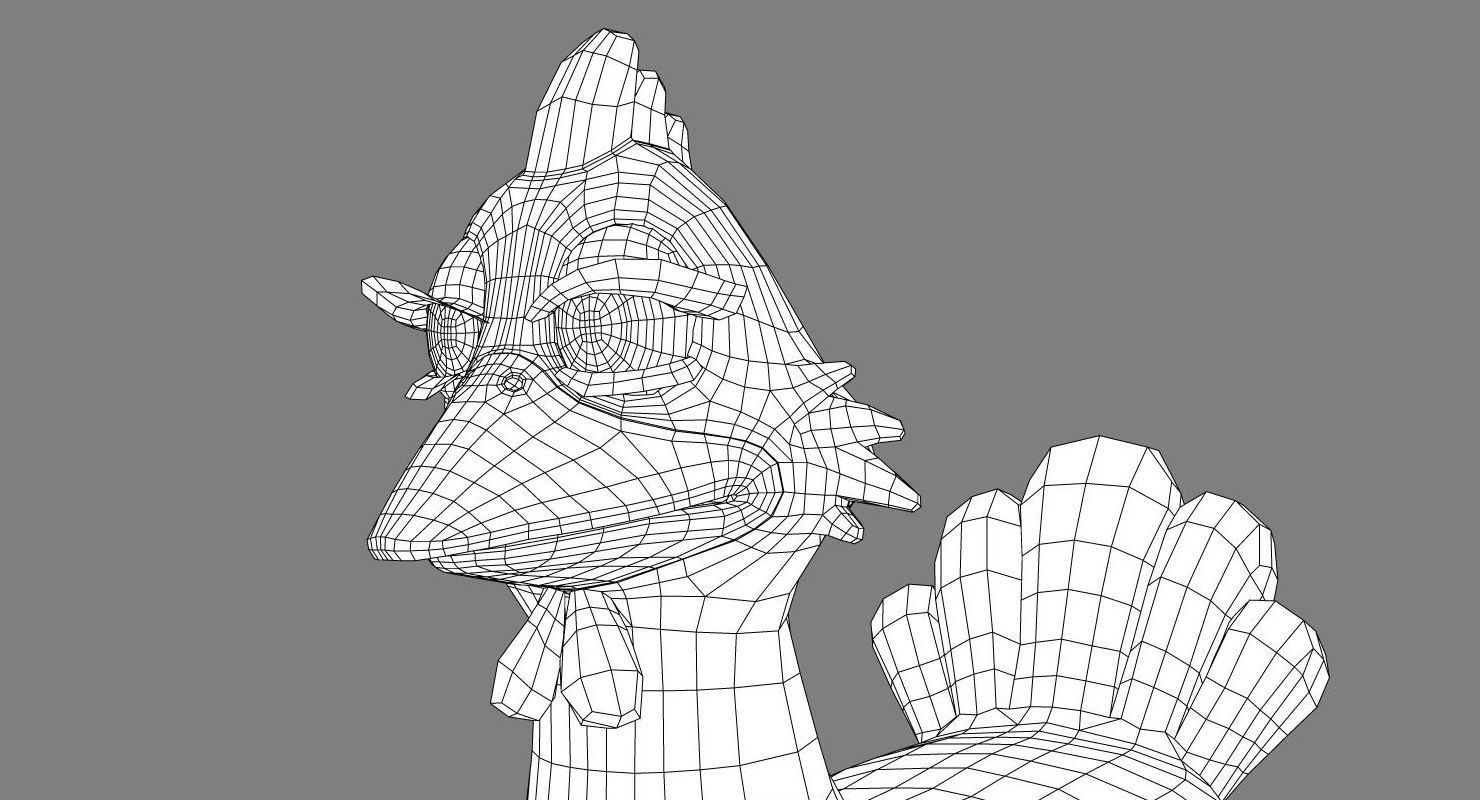Chicken with Morphs and Rig 3D model_17