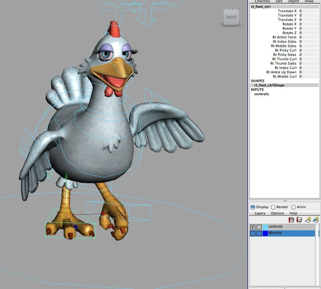 Chicken with Morphs and Rig 3D model_22