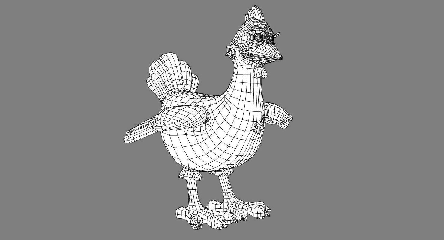 Chicken with Morphs and Rig 3D model_15
