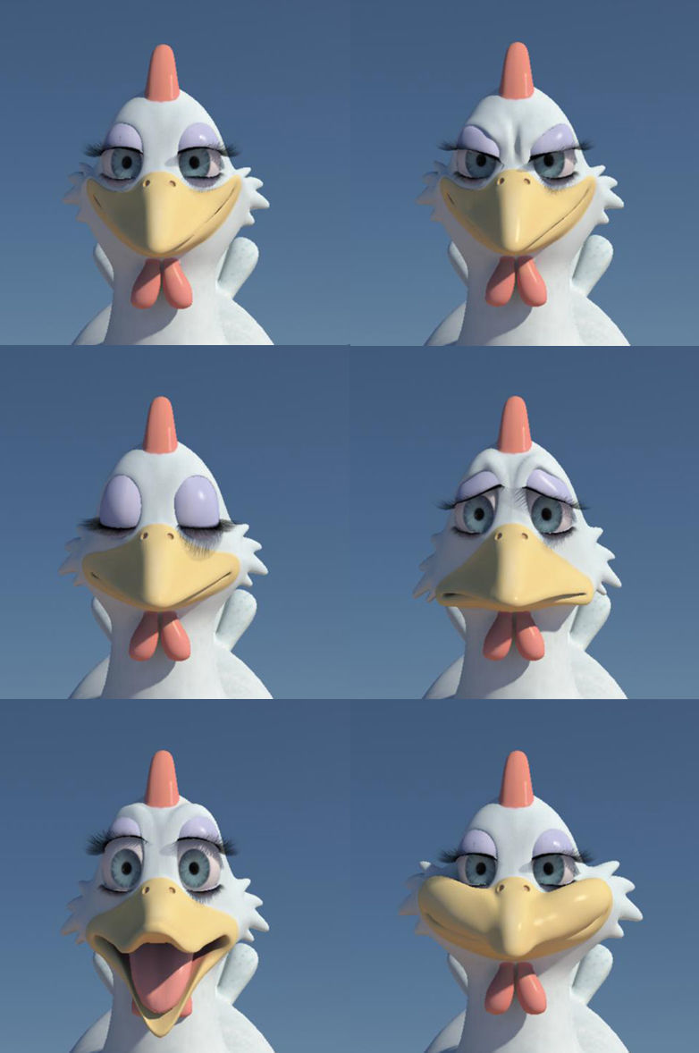 Chicken with Morphs and Rig 3D model_19