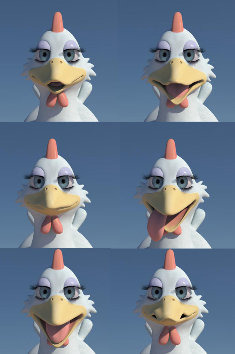 Chicken with Morphs and Rig 3D model_20