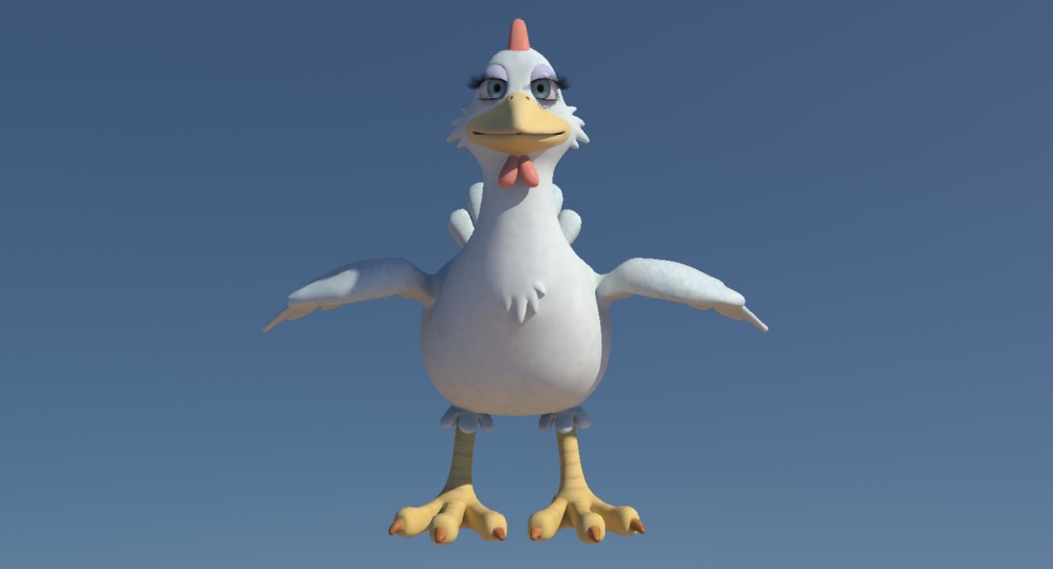 Chicken with Morphs and Rig 3D model_9