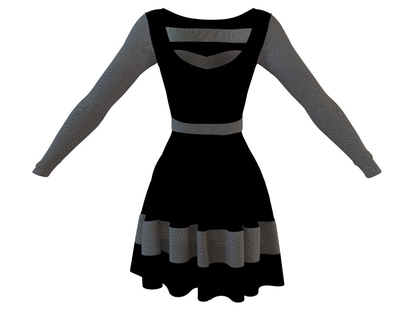 Stylish Designer Women Dress with Net 3D model  Low-poly 3D model_7