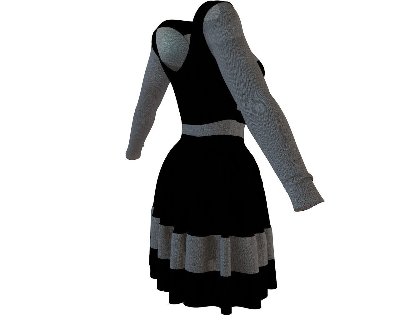 Stylish Designer Women Dress with Net 3D model  Low-poly 3D model_5