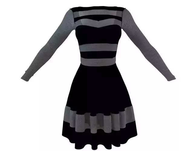 Stylish Designer Women Dress with Net 3D model  Low-poly 3D model
