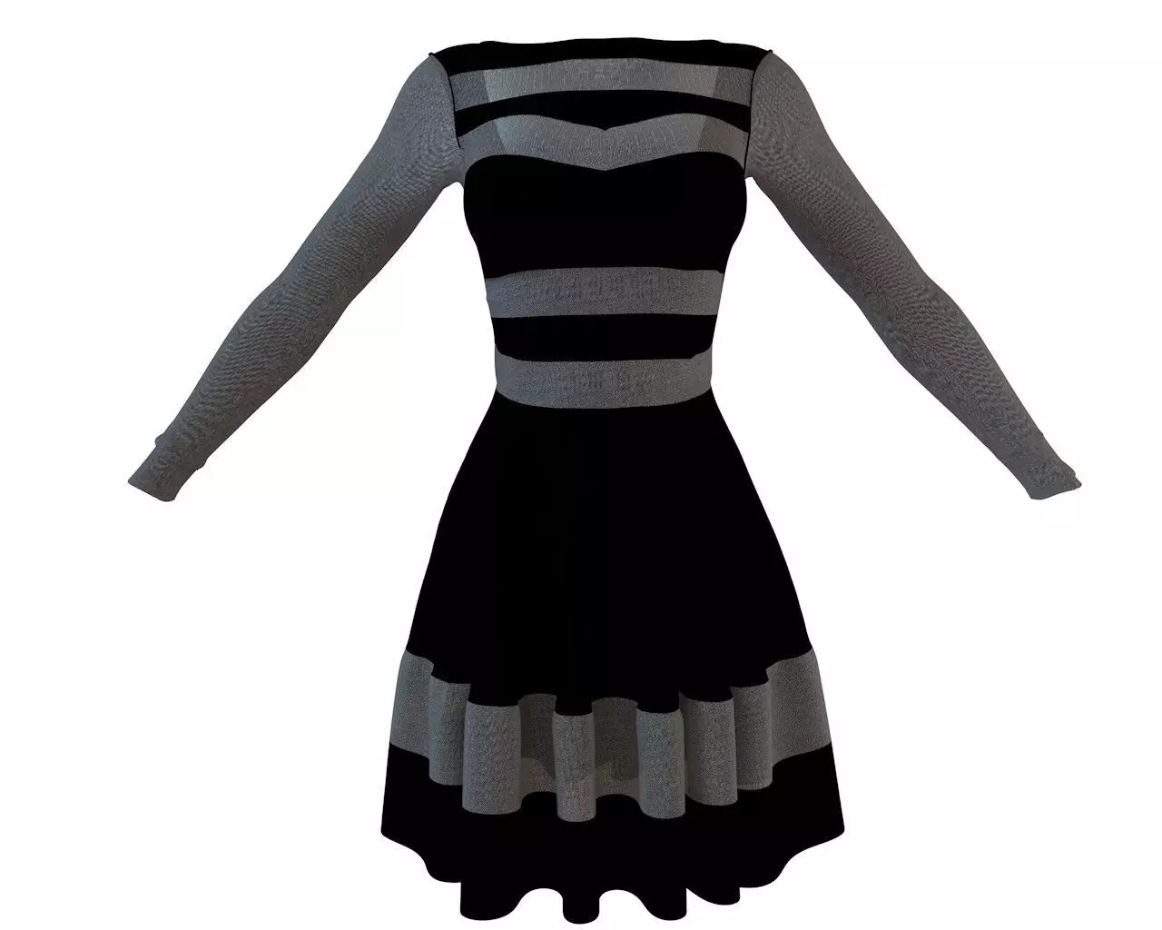 Stylish Designer Women Dress with Net 3D model  Low-poly 3D model_0