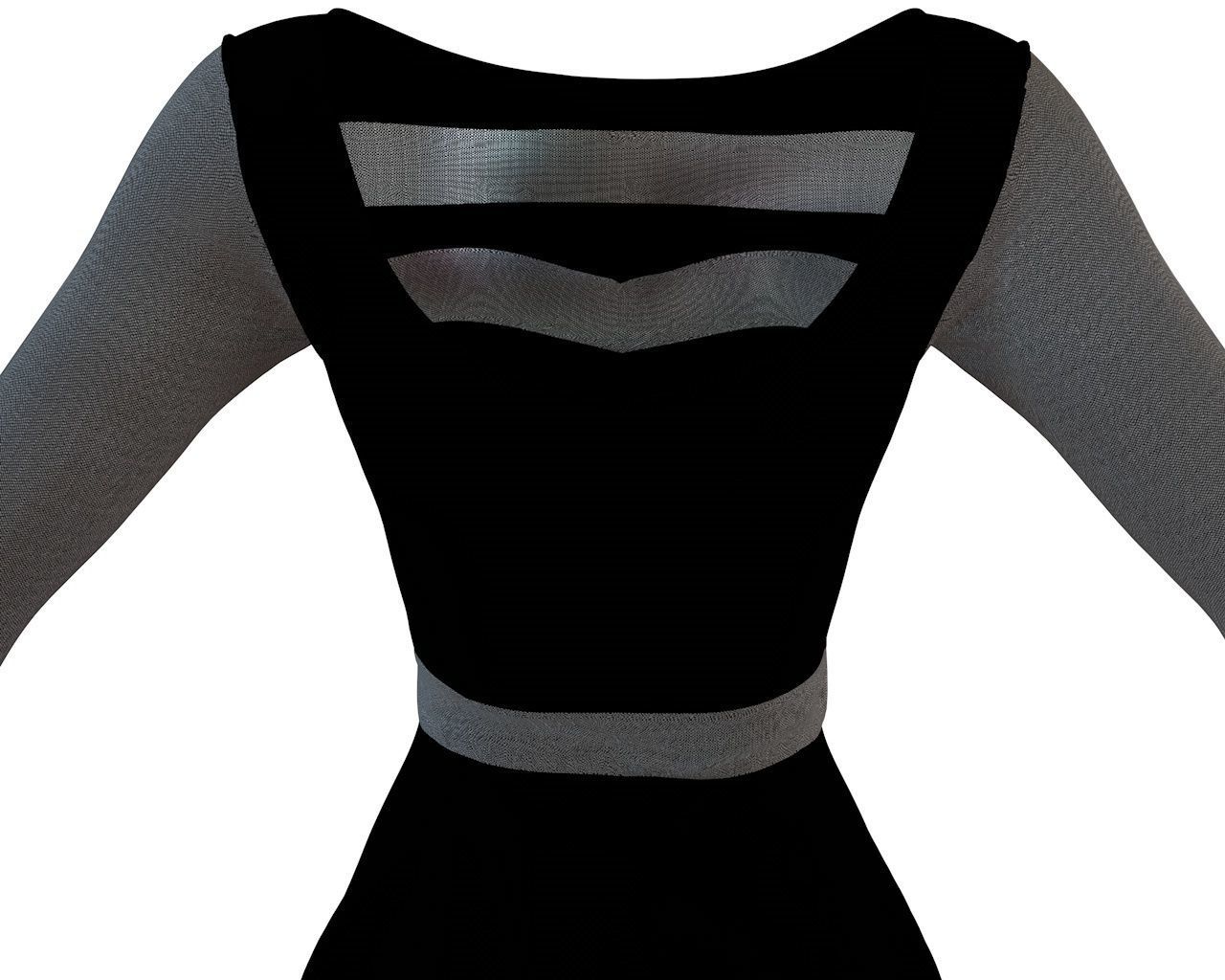 Stylish Designer Women Dress with Net 3D model  Low-poly 3D model_9