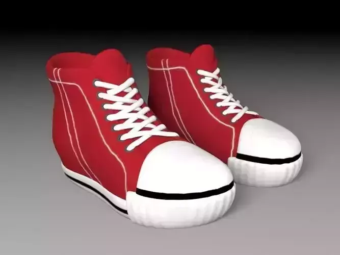 Cartoon red shoes Low-poly 3D model