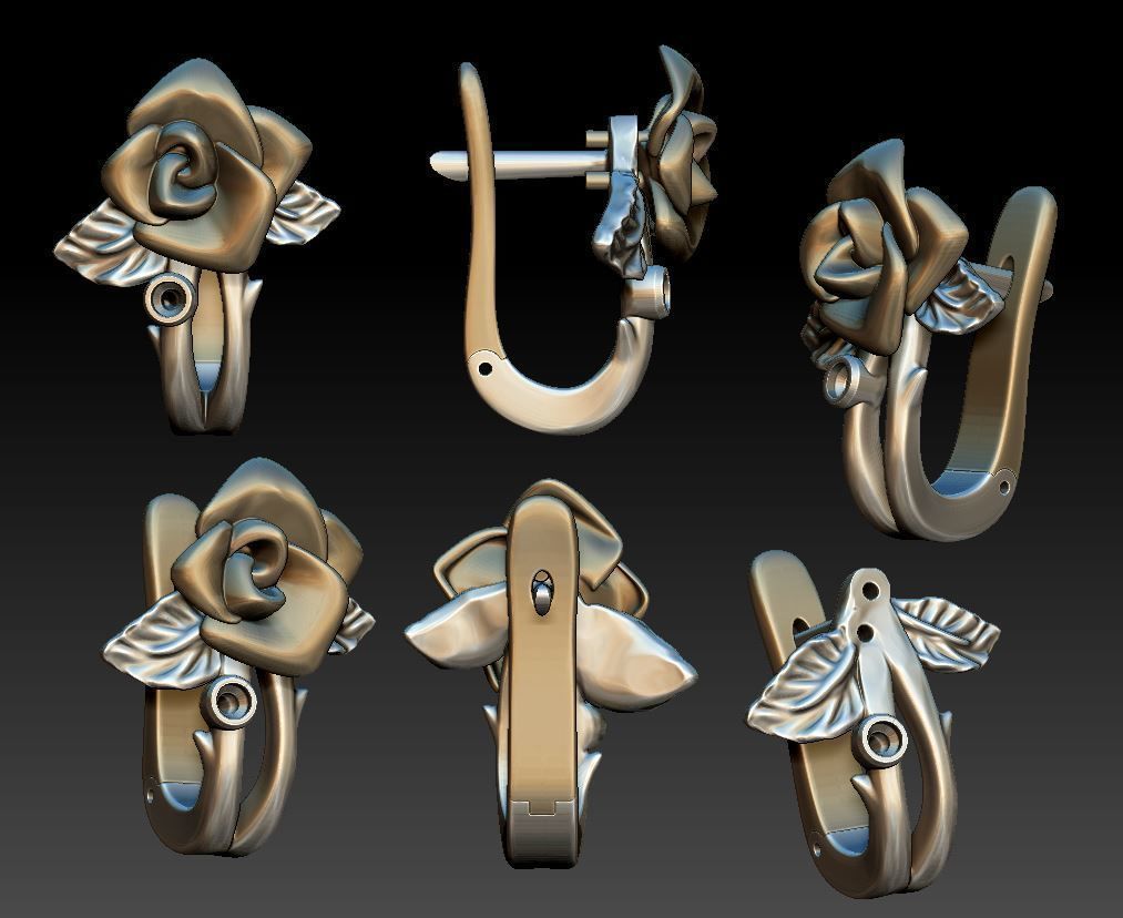 Rose Earrings 3D print model_2