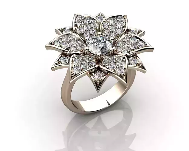 Gold Flower Ring 3D print model
