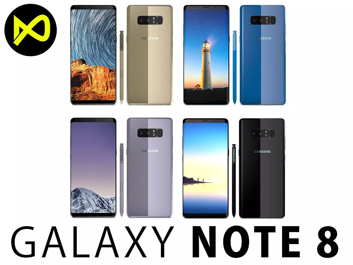 Samsung Galaxy Note 8 All Colors High Quality 3D model