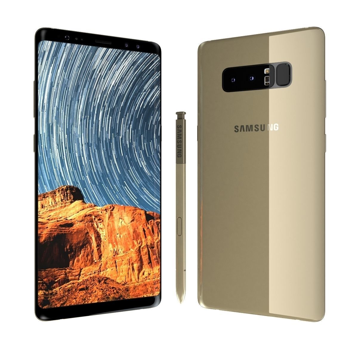 Samsung Galaxy Note 8 Maple Gold High Quality 3D model_3