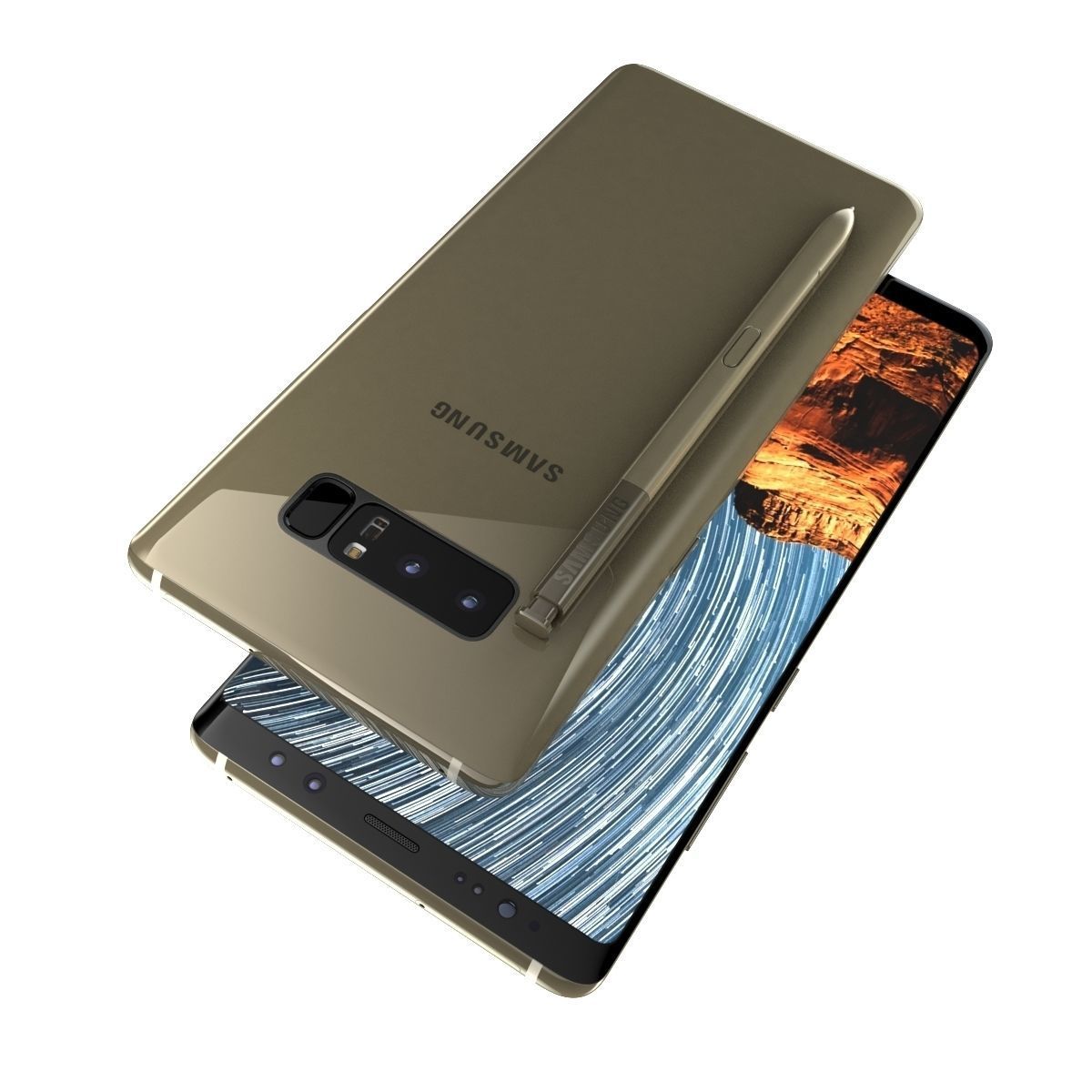 Samsung Galaxy Note 8 Maple Gold High Quality 3D model_5