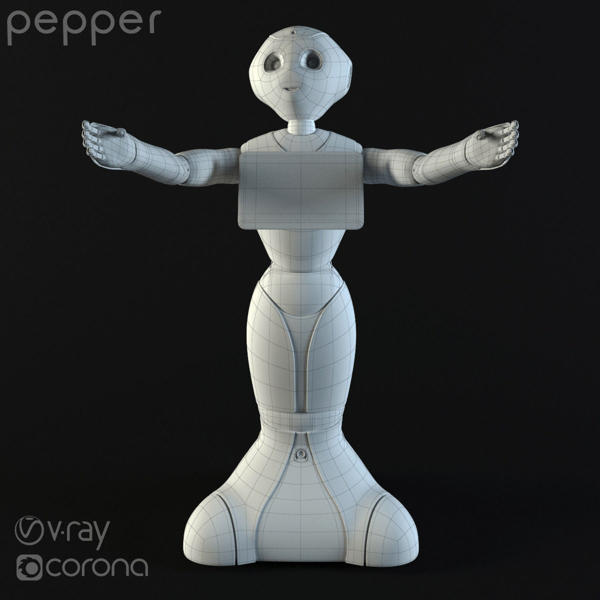 Robot Pepper Low-poly 3D model_9