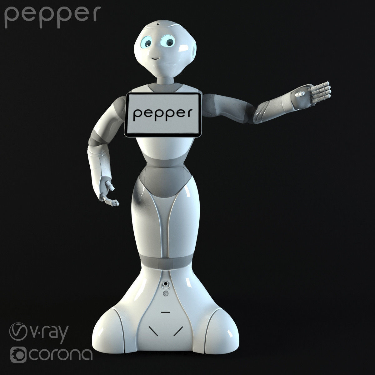 Robot Pepper Low-poly 3D model_8