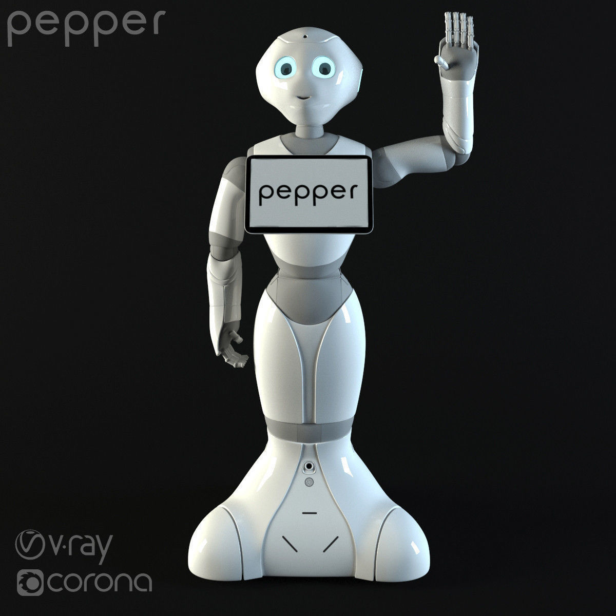 Robot Pepper Low-poly 3D model_6