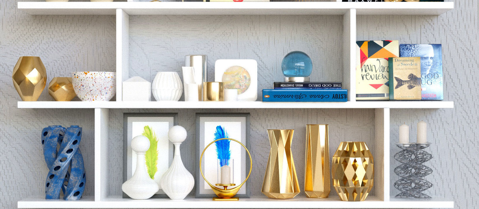 decorative set Shelves - 2 3D model_4