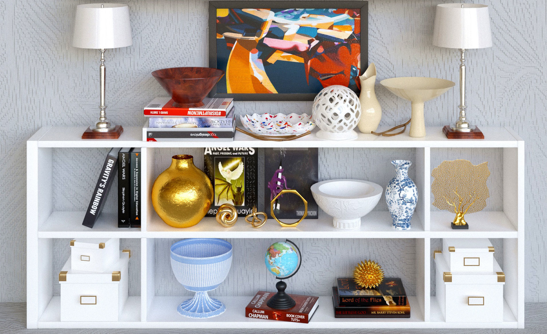 decorative set Shelves - 2 3D model_3