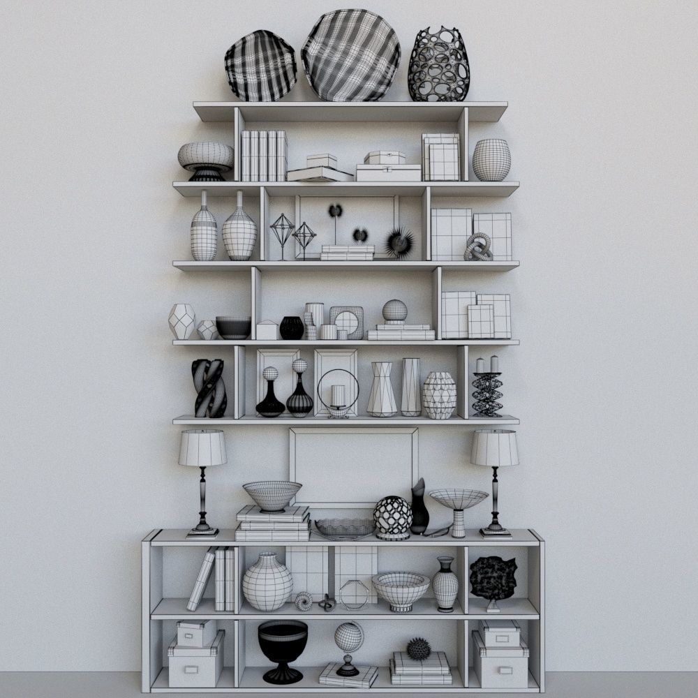 decorative set Shelves - 2 3D model_1