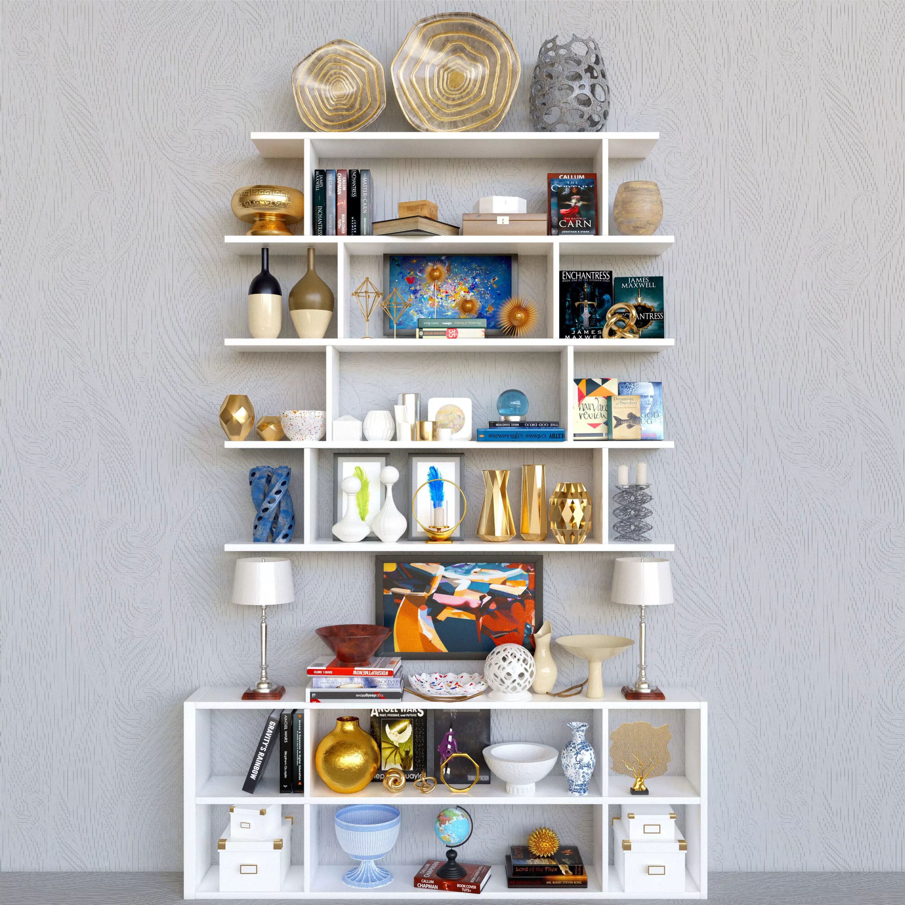 decorative set Shelves - 2 3D model_0