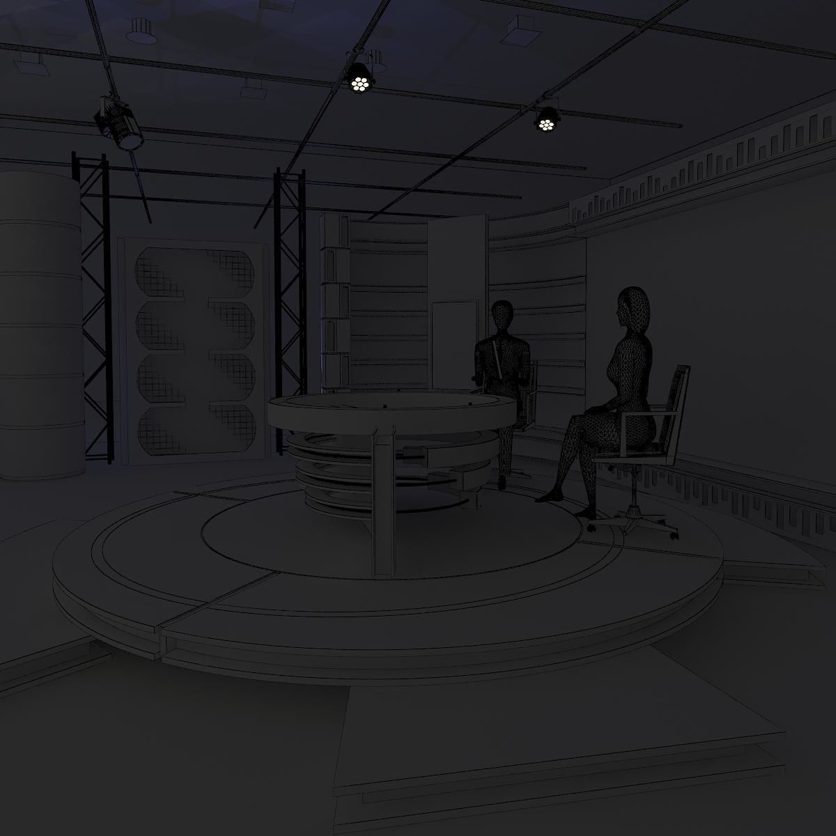 Virtual TV Studio News Set 11 3D model_10