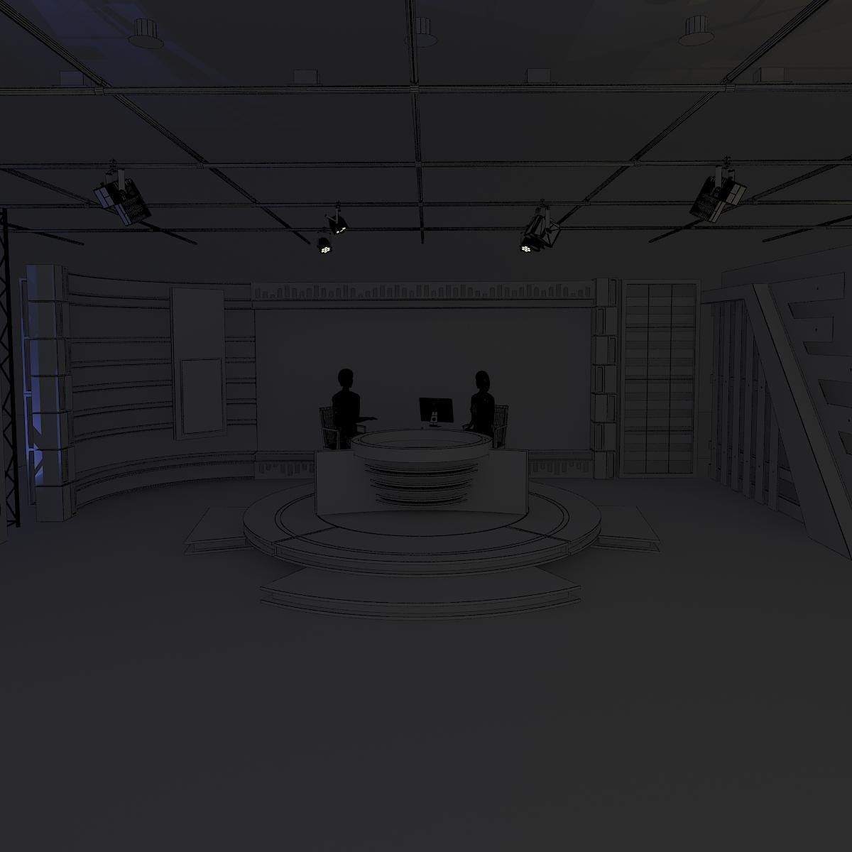 Virtual TV Studio News Set 11 3D model_9