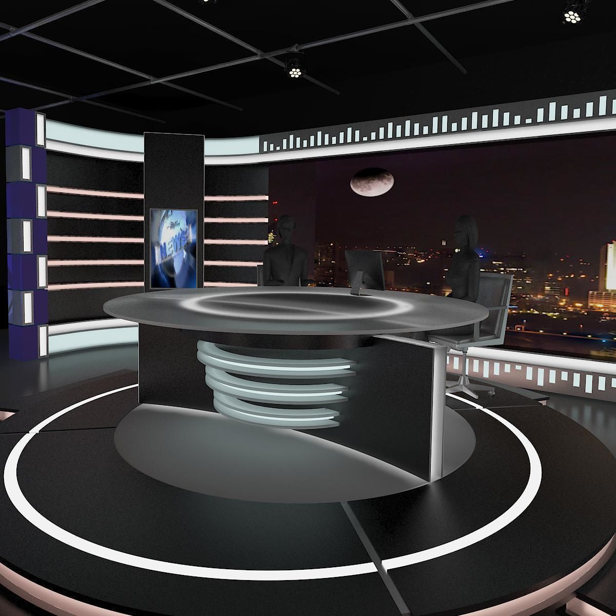 Virtual TV Studio News Set 11 3D model_5