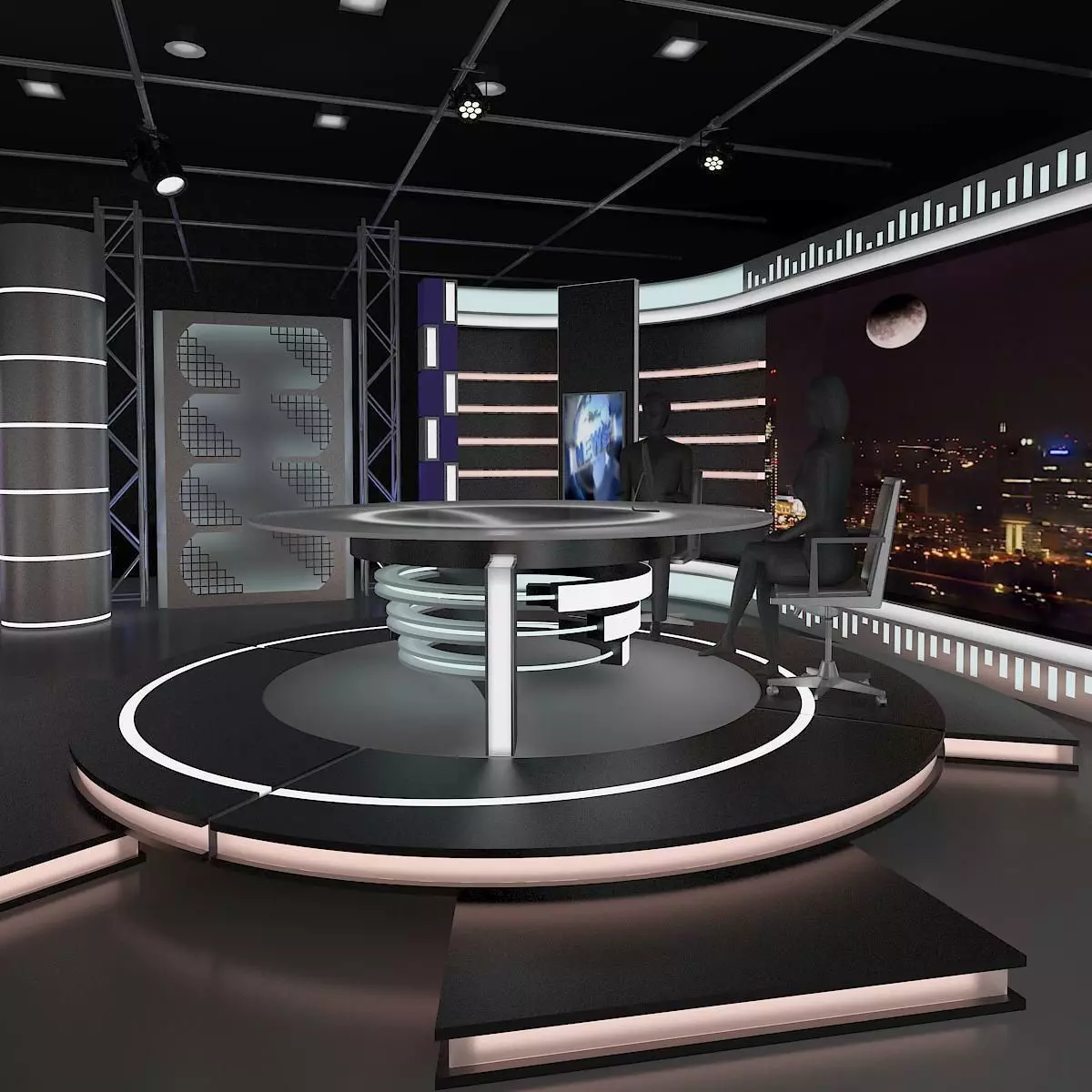 Virtual TV Studio News Set 11 3D model_0