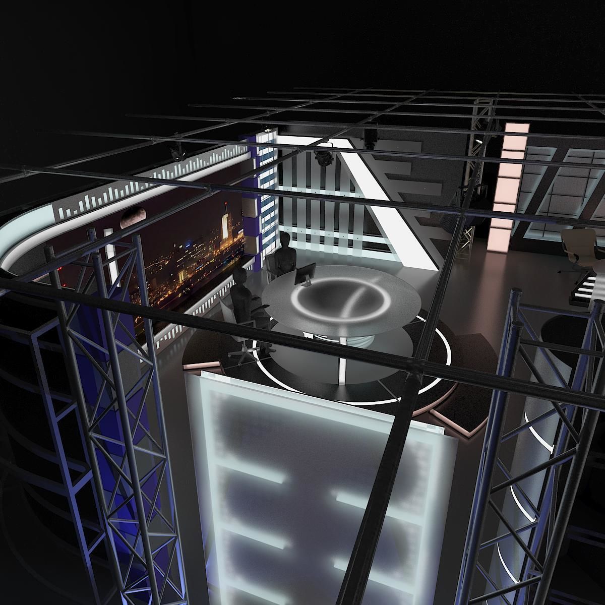 Virtual TV Studio News Set 11 3D model_3