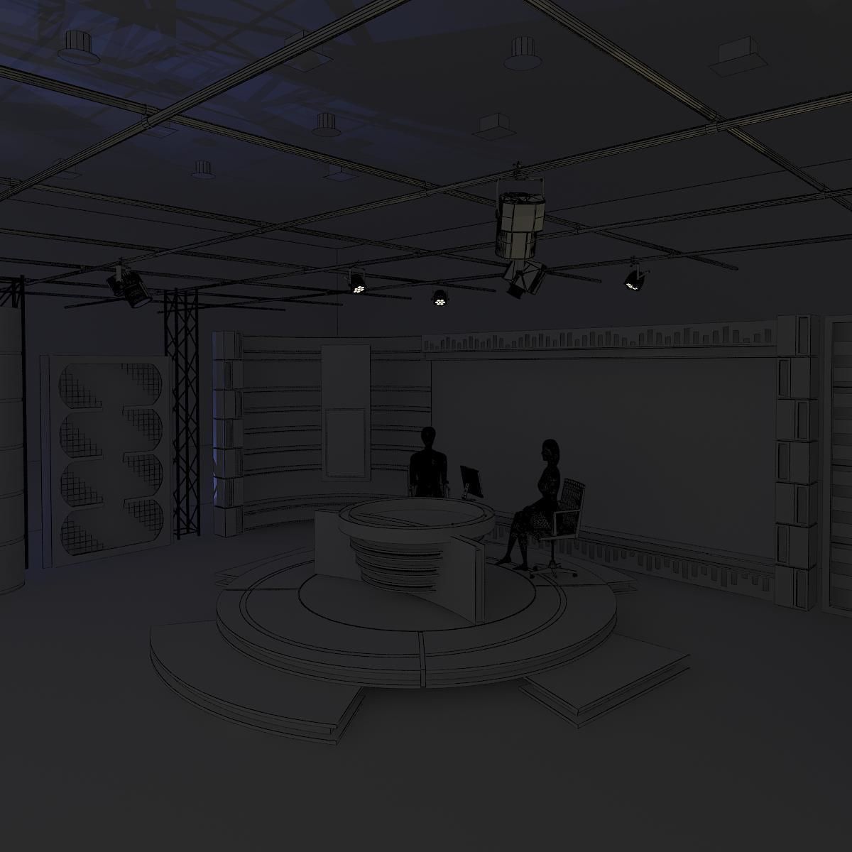Virtual TV Studio News Set 11 3D model_7