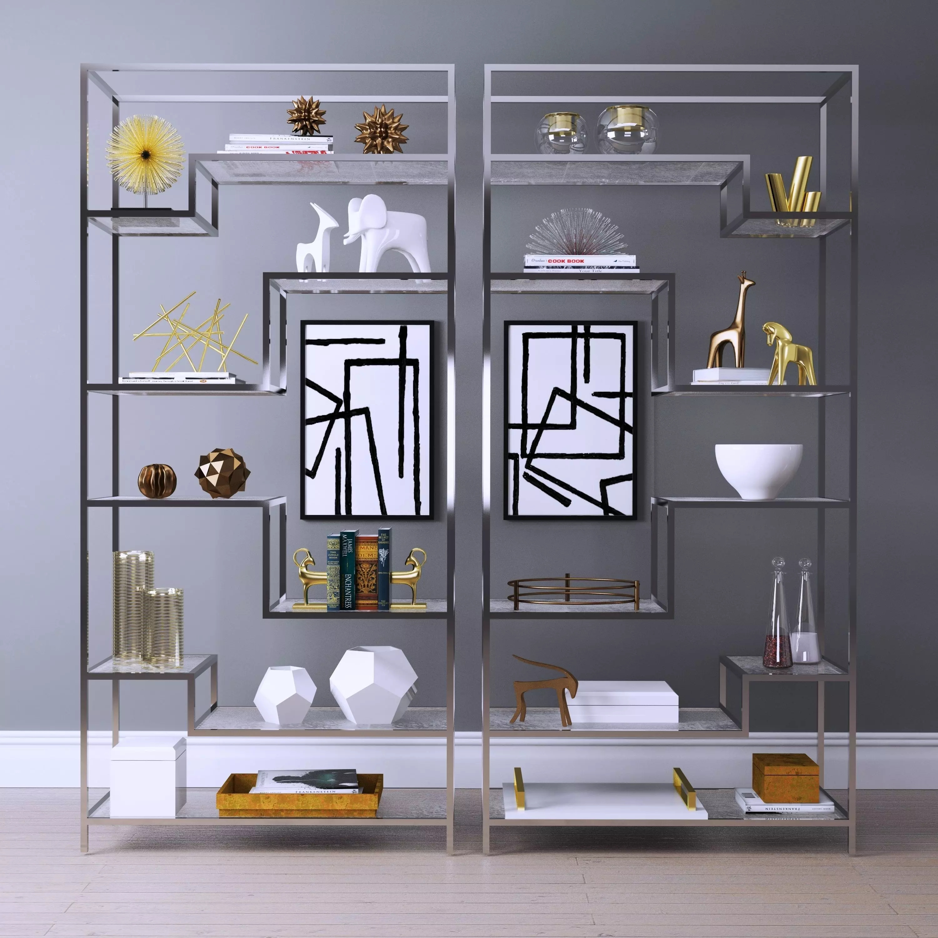 decorative set Shelves New 3D model