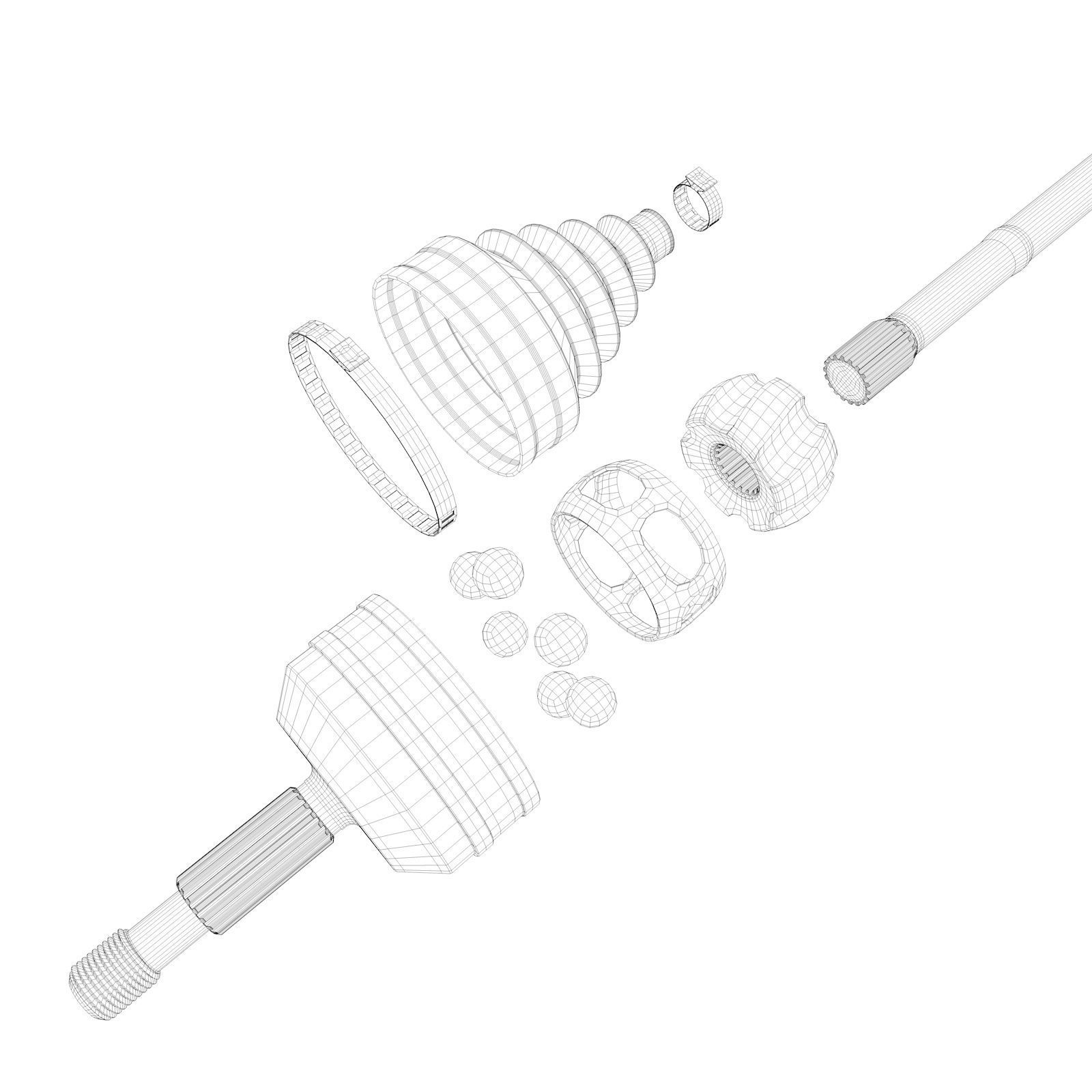 Driveshaft with CV-joints 3D model_1