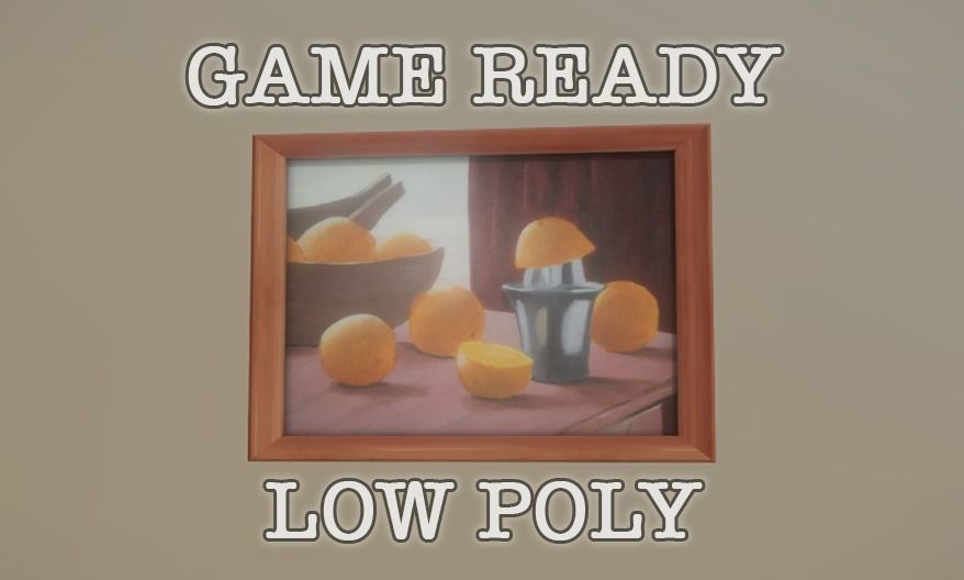 Oranges Painting low-poly game ready Low-poly 3D model_0