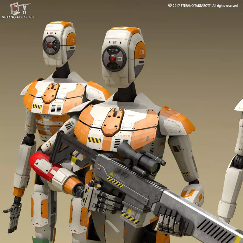 Sci-fi droid 3D model_0