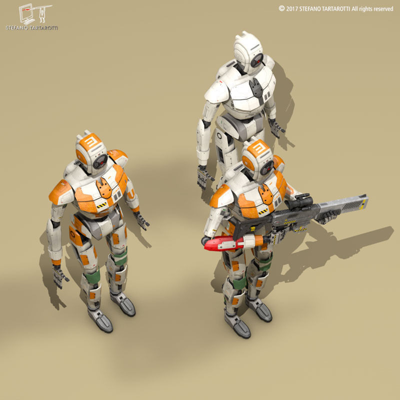 Sci-fi droid 3D model_4