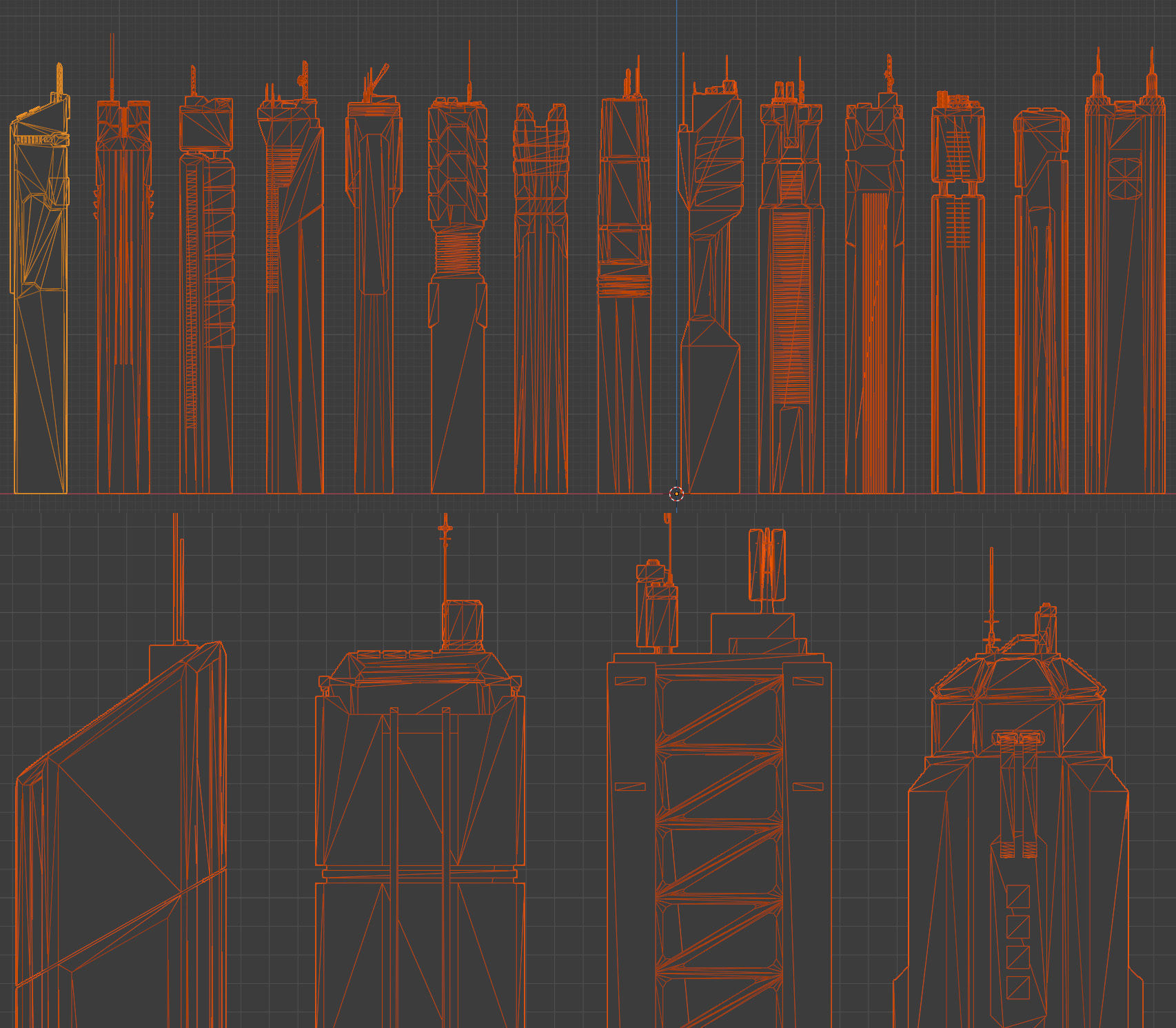 24 LOWPOLY SCIFI SKYSCRAPERS PACK  Low-poly 3D model_4