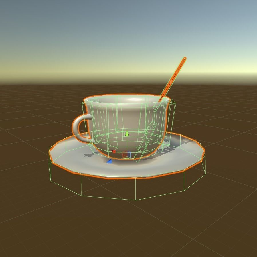 Cup Plate and Spoon low-poly game ready Low-poly 3D model_1