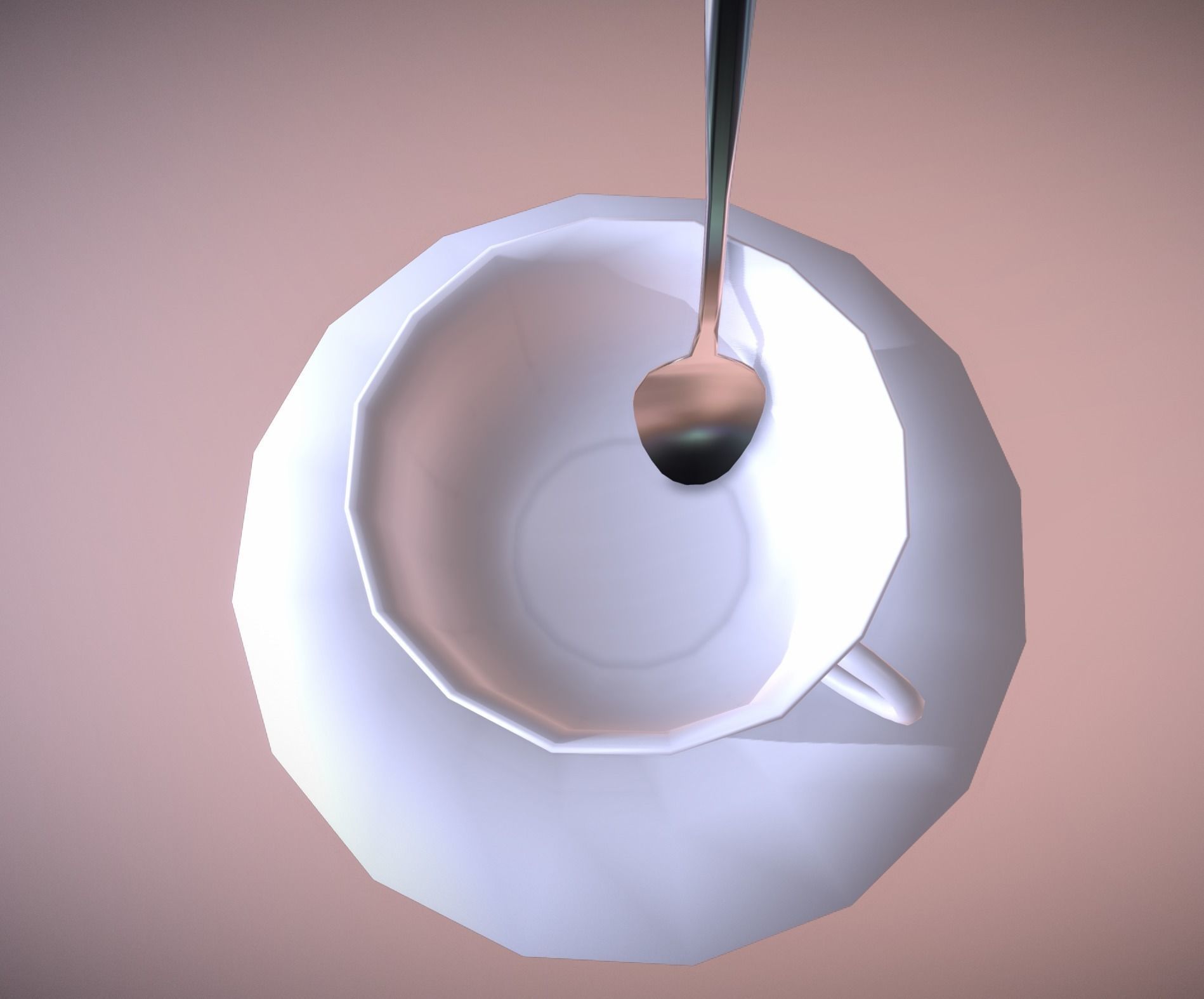 Cup Plate and Spoon low-poly game ready Low-poly 3D model_4