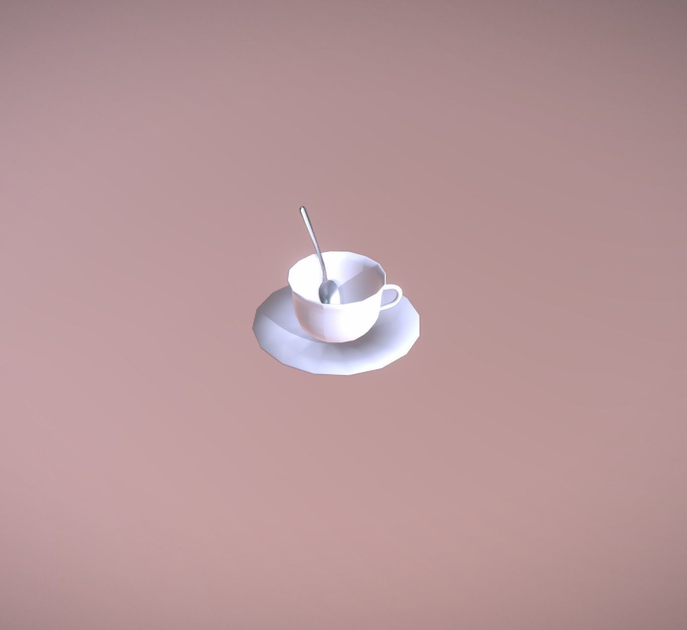Cup Plate and Spoon low-poly game ready Low-poly 3D model_2