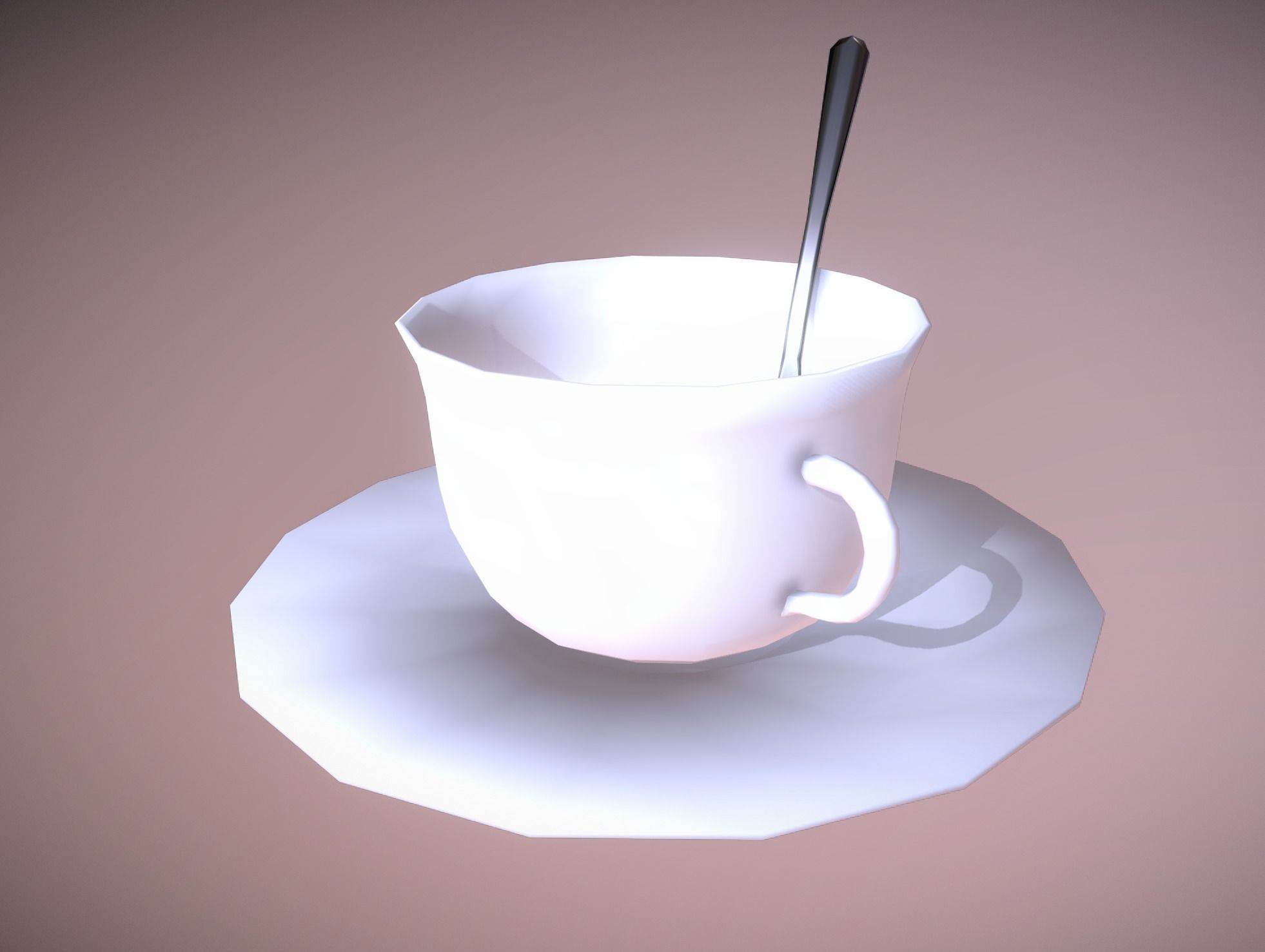 Cup Plate and Spoon low-poly game ready Low-poly 3D model_3