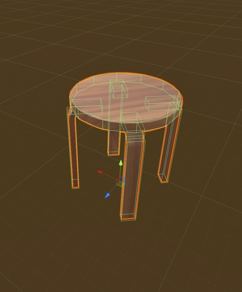 Wooden Stool low-poly game ready Low-poly 3D model_1
