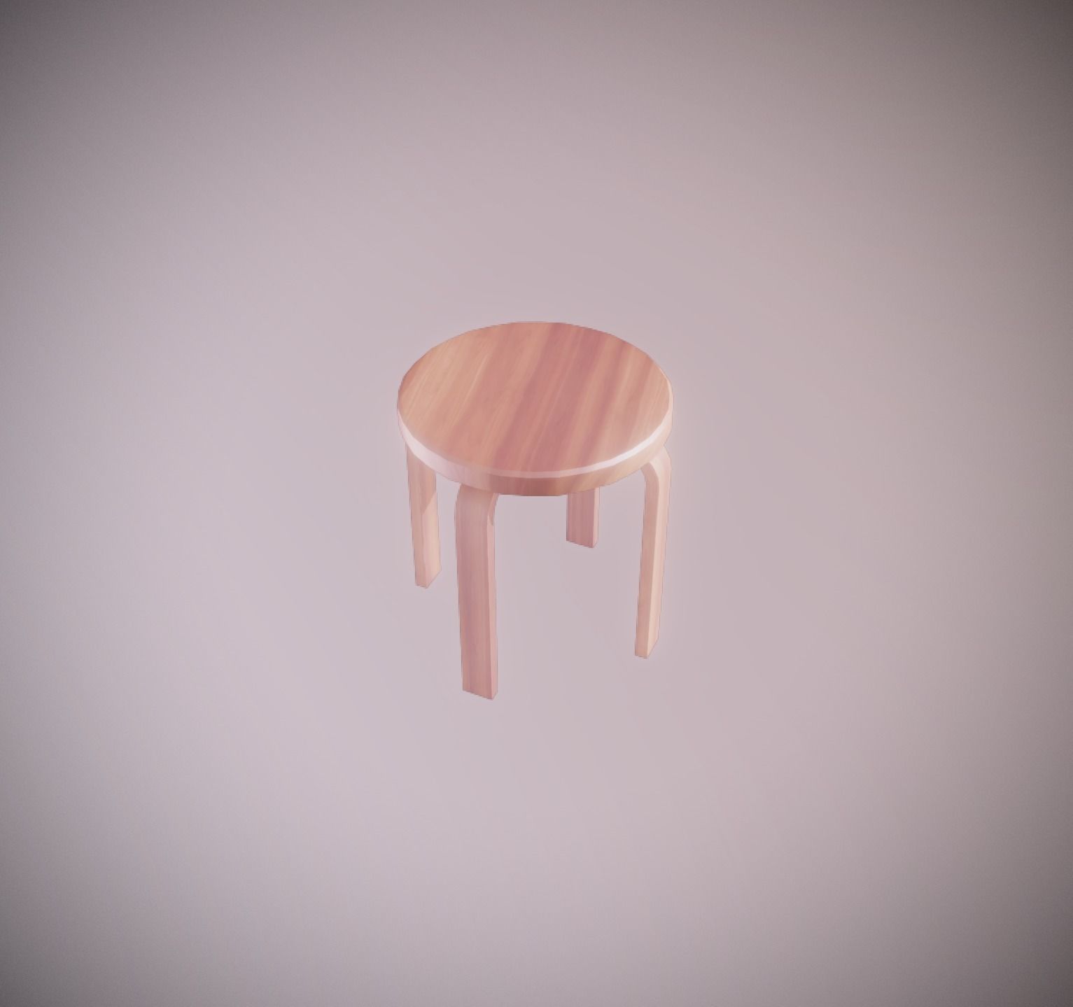 Wooden Stool low-poly game ready Low-poly 3D model_3