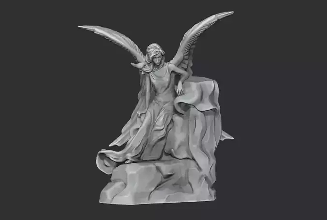 Angel statue of with wings 3D print model