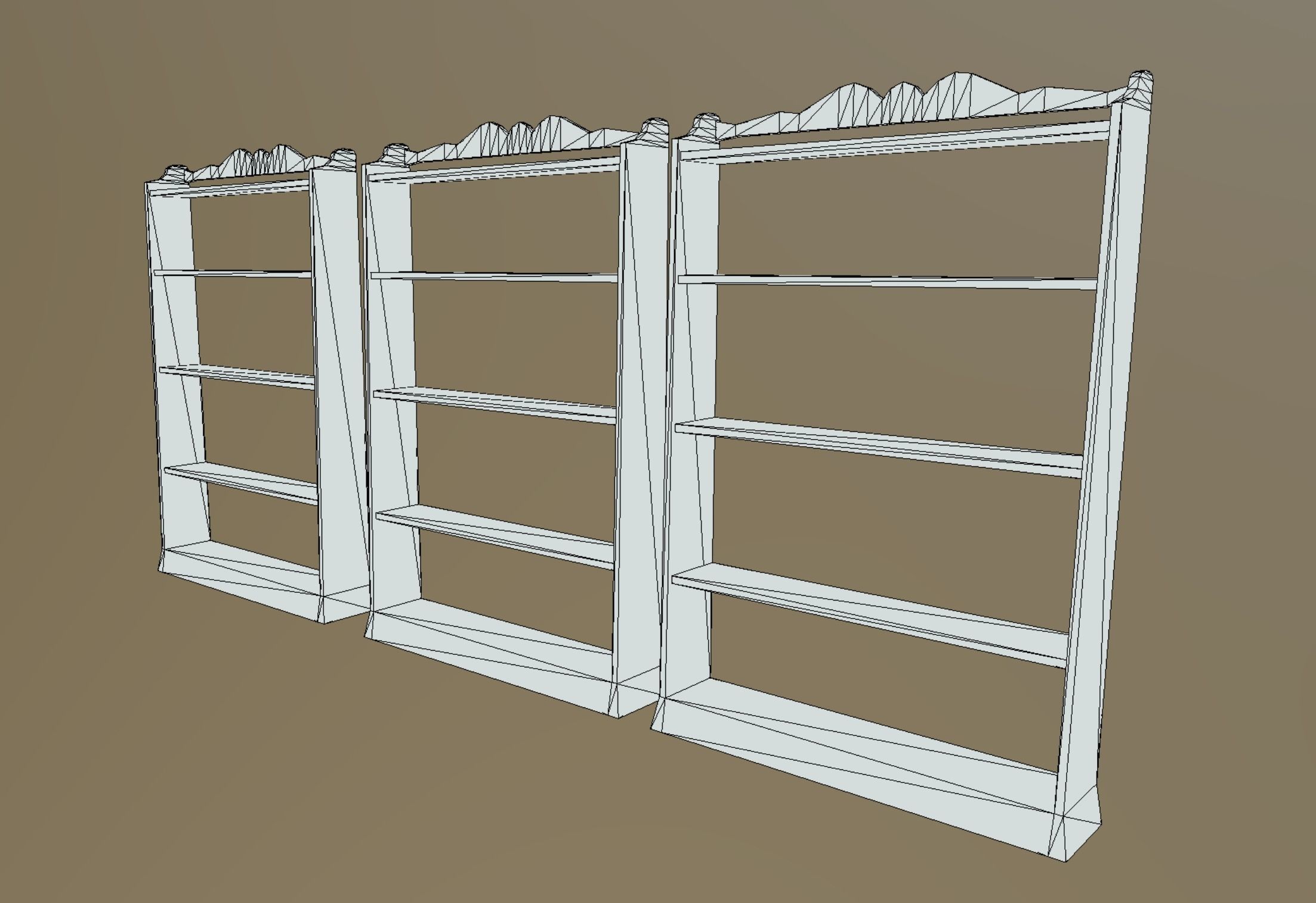 Antique Shelf low-poly game ready Low-poly 3D model_2