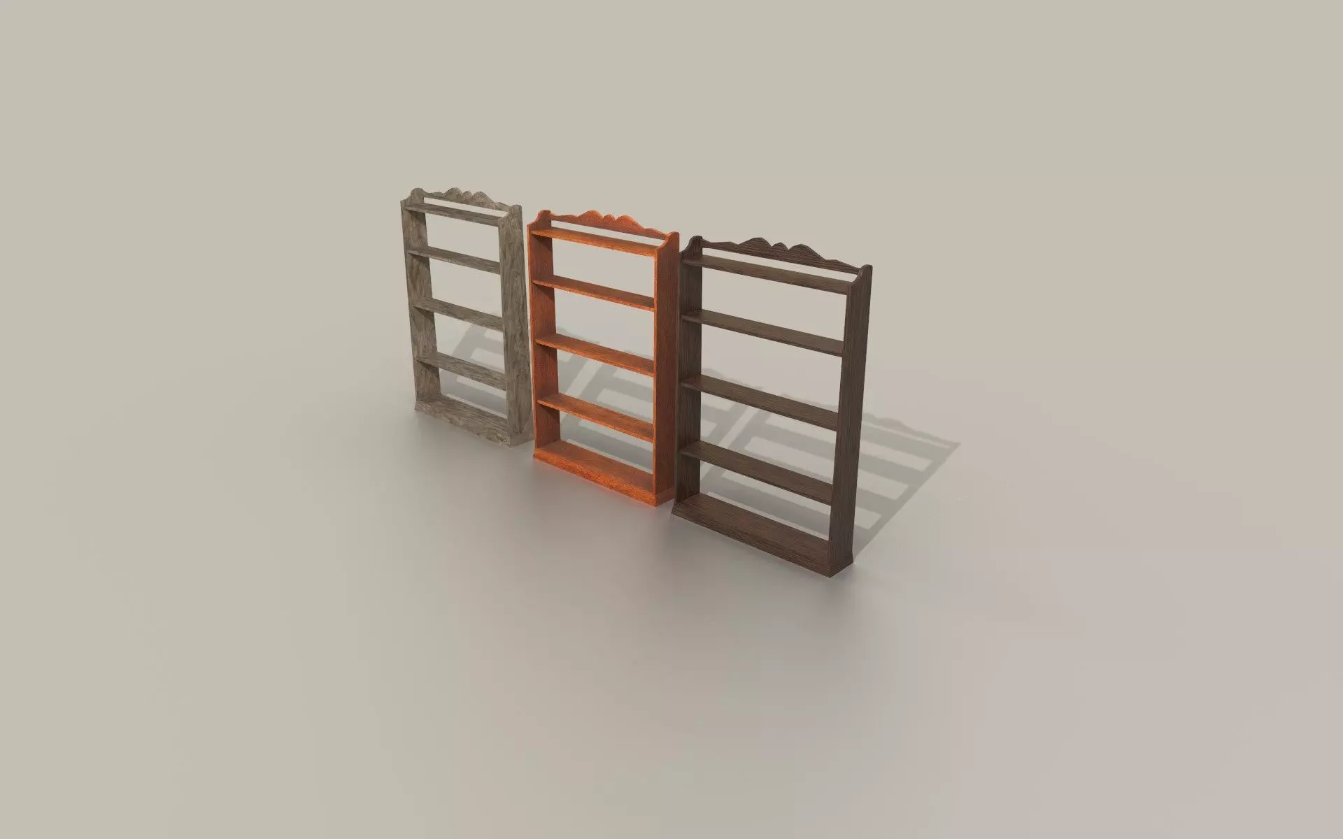 Antique Shelf low-poly game ready Low-poly 3D model_0