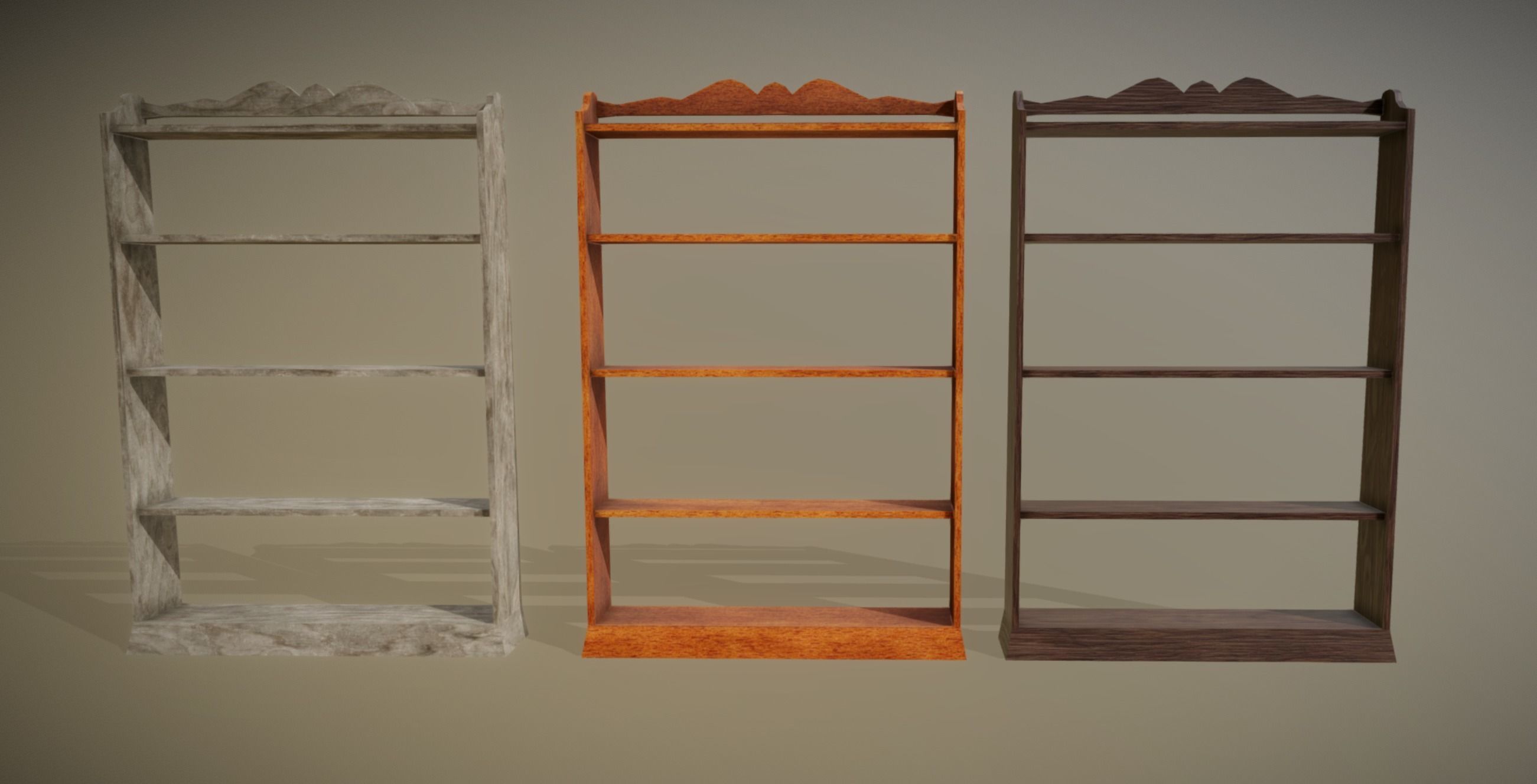 Antique Shelf low-poly game ready Low-poly 3D model_8