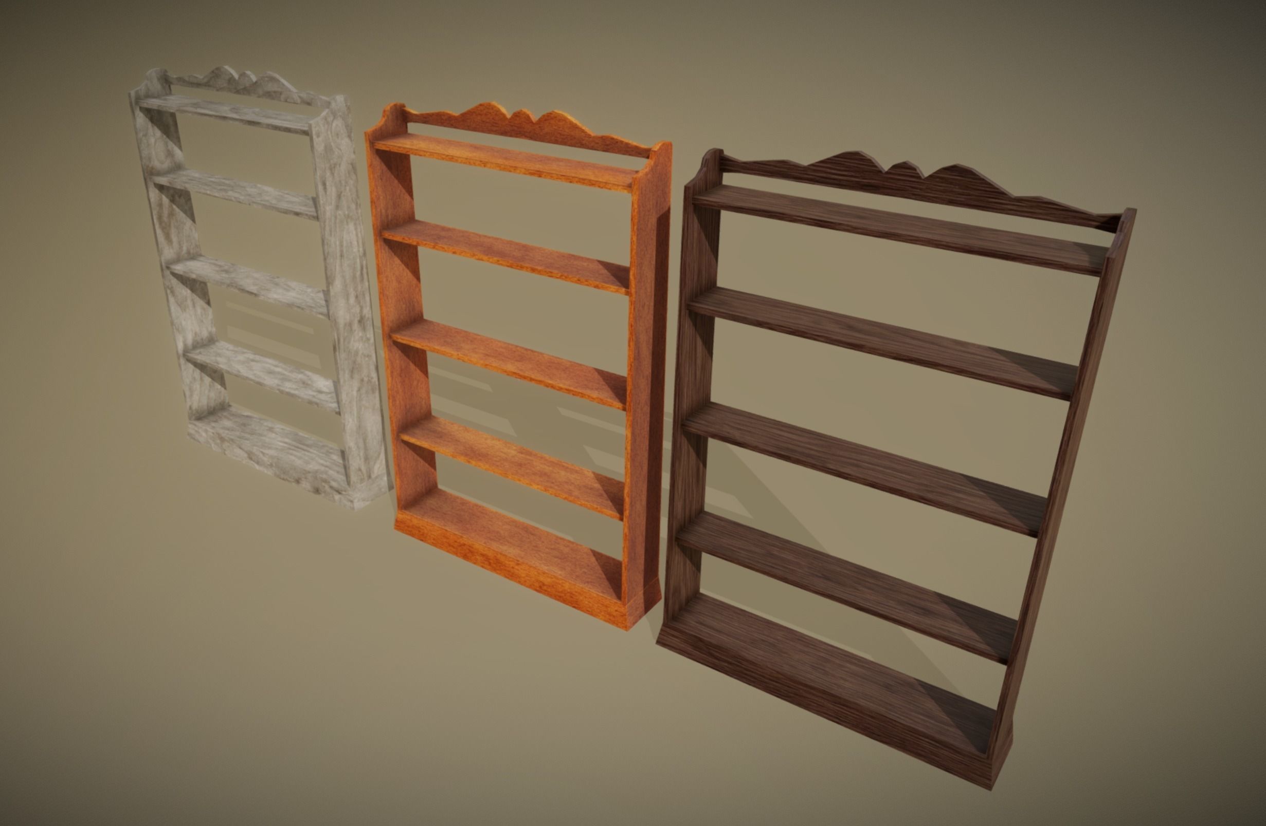 Antique Shelf low-poly game ready Low-poly 3D model_1