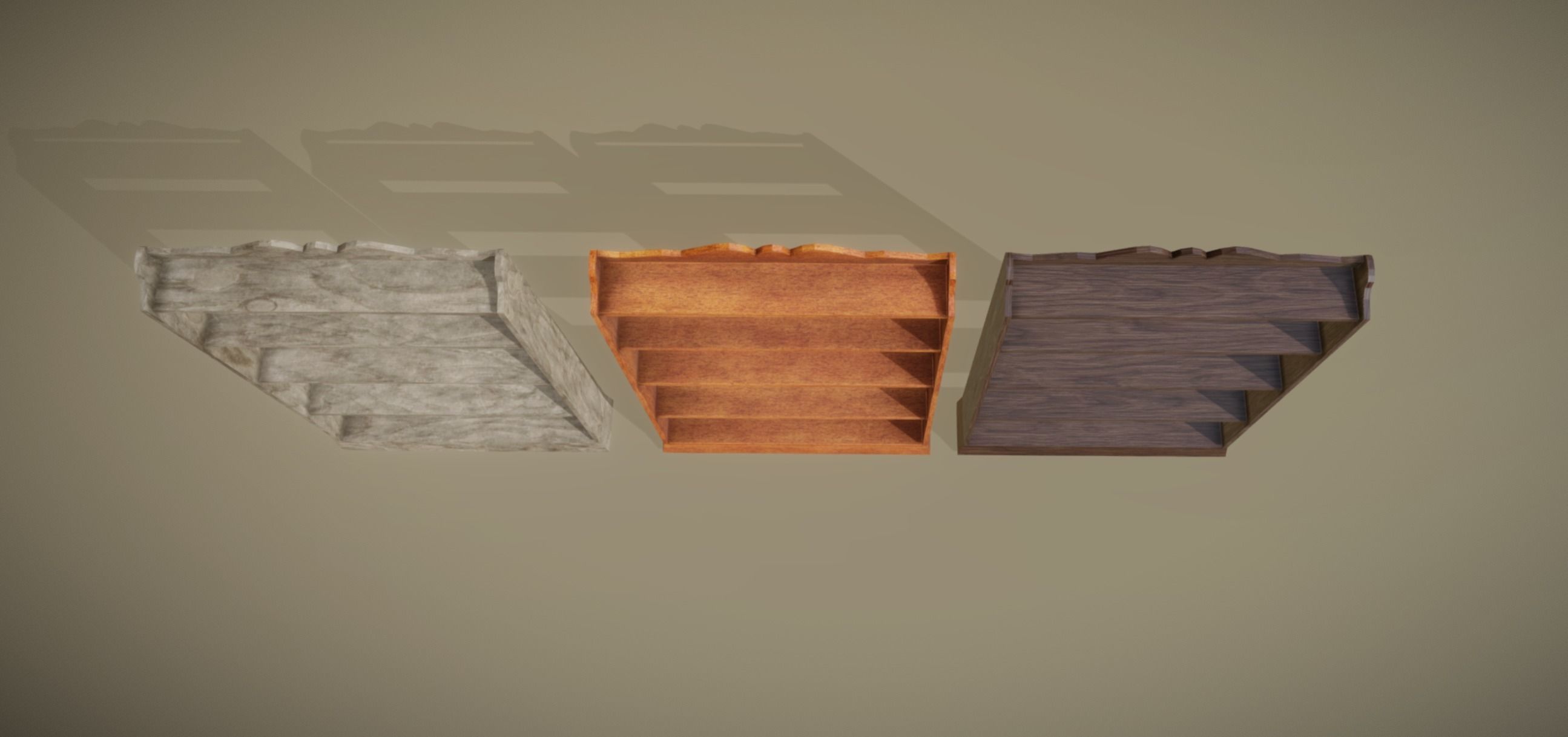 Antique Shelf low-poly game ready Low-poly 3D model_7