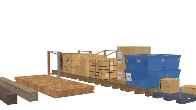 Warehouse props Low-poly 3D model